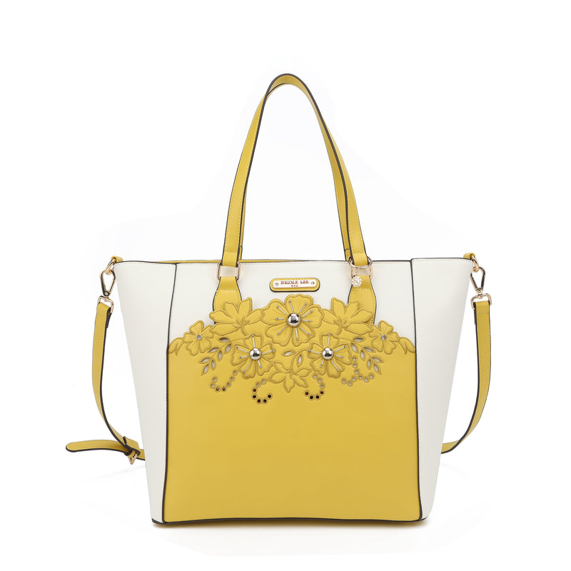 Shopper bag with floral embroidery