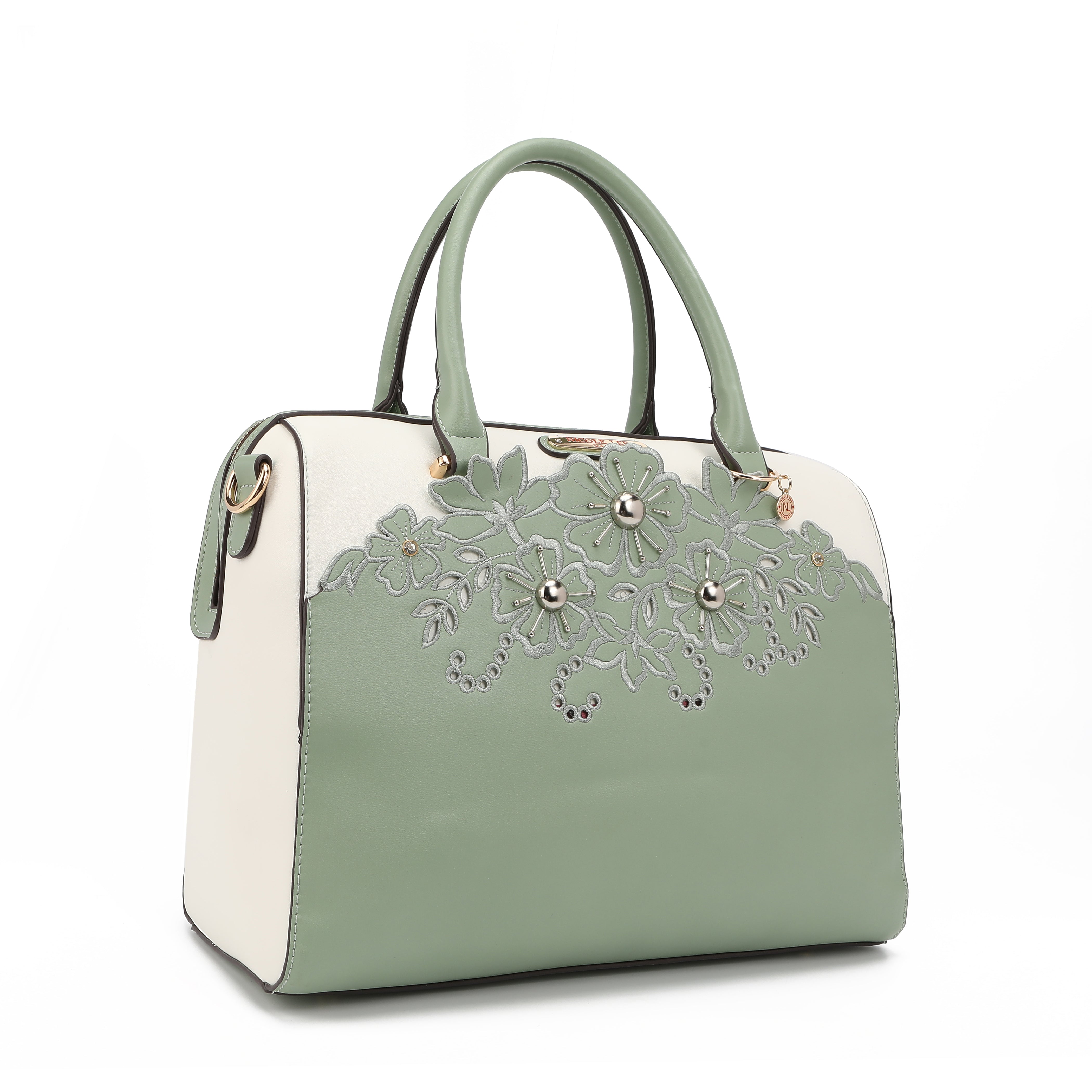 BOLSO BOSTON CON BORDADO FLORAL