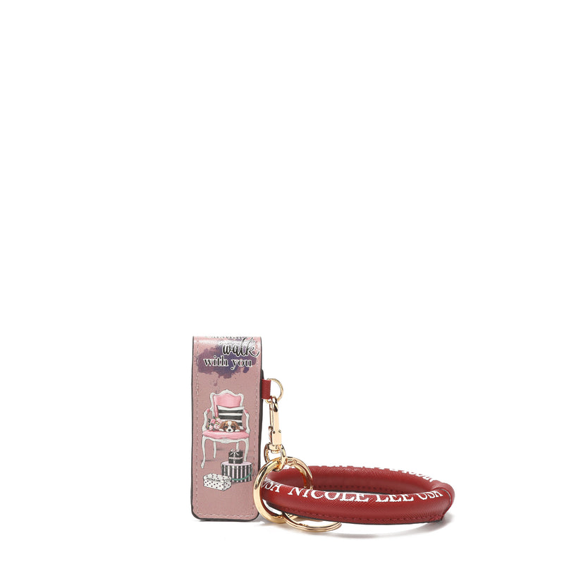 Bracelet keychain with lipstick