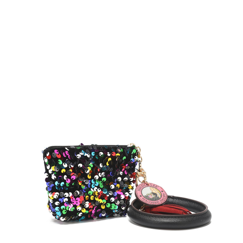 Bracelet with keychain and currency with sequins