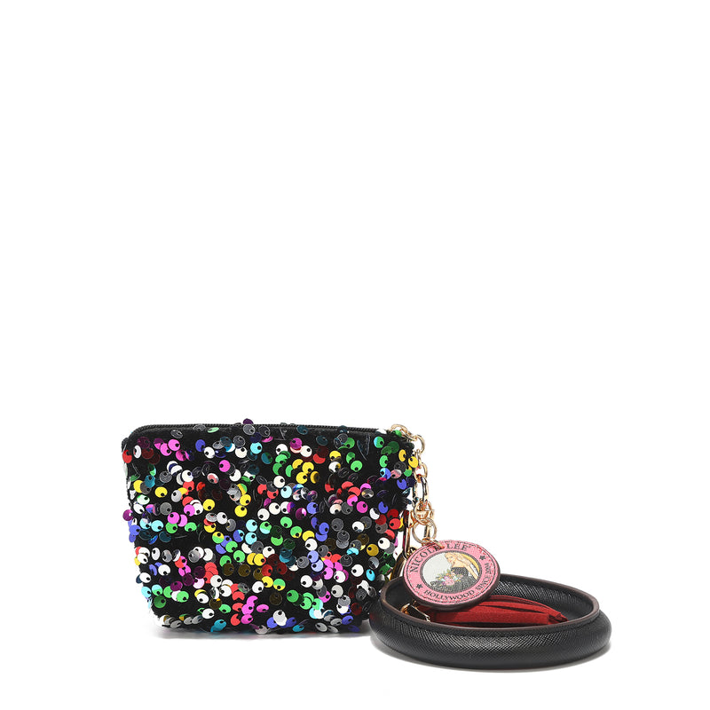 Bracelet with keychain and currency with sequins