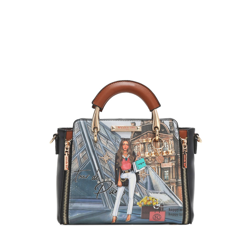 HANDBAG WITH ZIPPERS "<tc>TOUR DE PARIS</tc>"